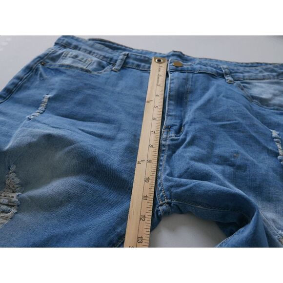 Blue Faded Denim Bermuda Shorts M - Picture 7 of 10